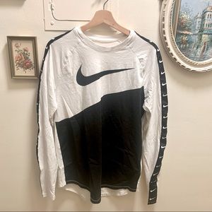 White and Black nike long Sleeve